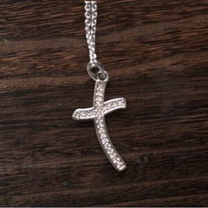 ➕Silver cross with tiny CZ stones